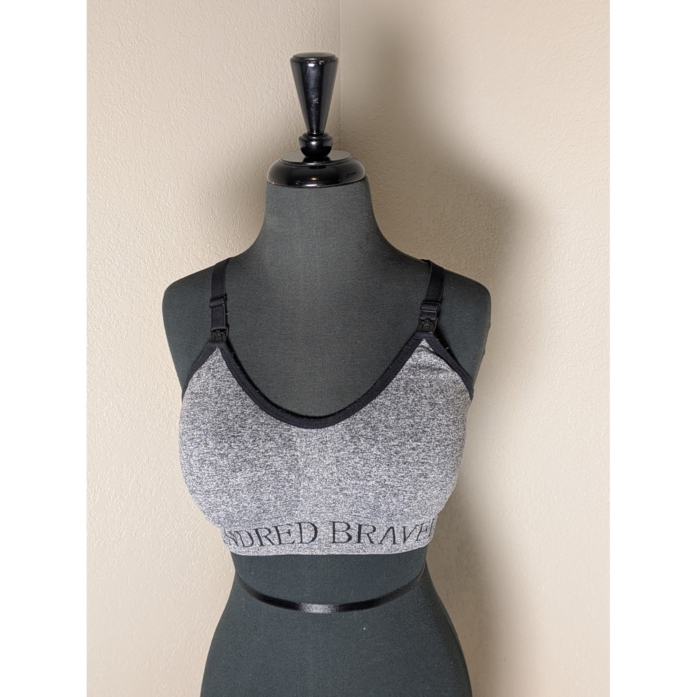 Kindred Bravely Grey Heathered Nursing Bra Wireless Maternity Racerback